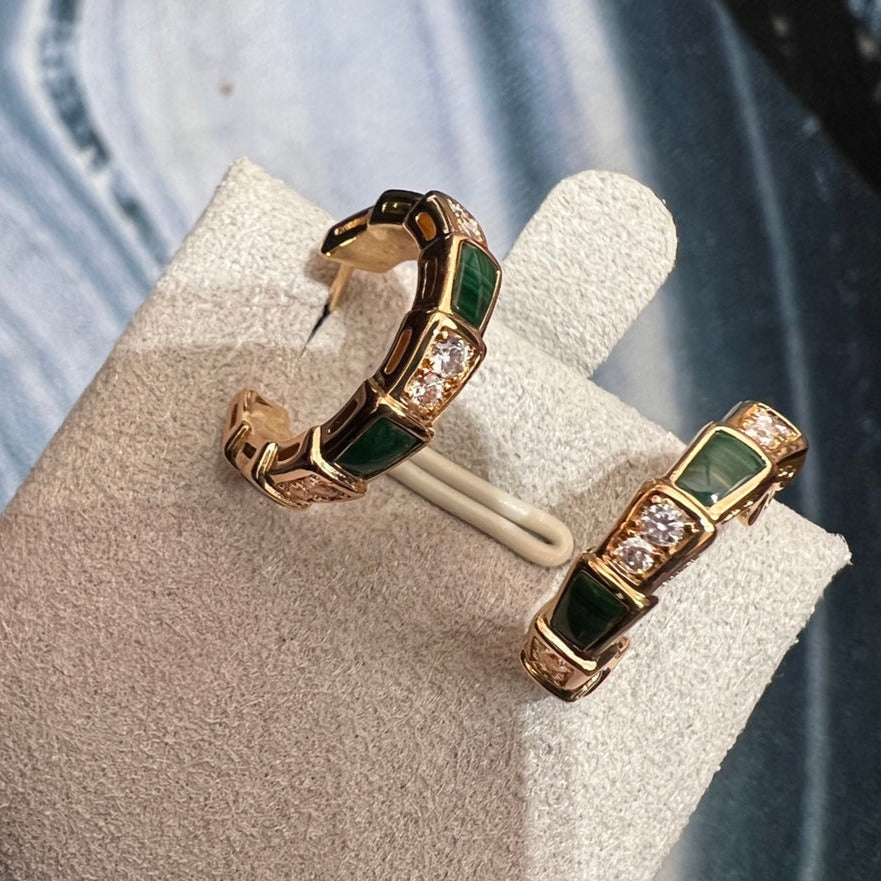 [Together Jewelry]SERPENTI MALACHITE PINK GOLD EARRINGS