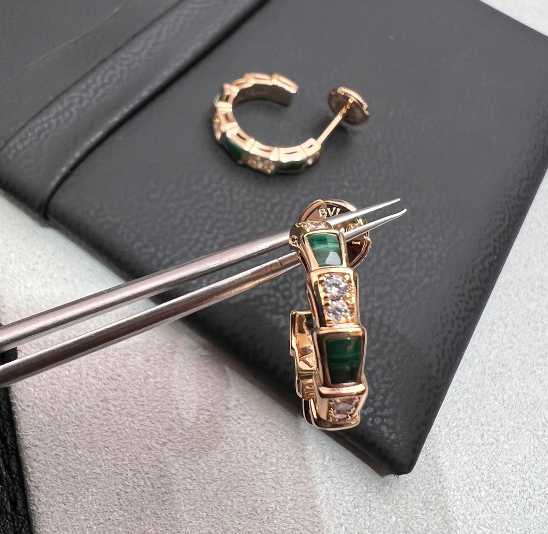 [Together Jewelry]SERPENTI MALACHITE PINK GOLD EARRINGS