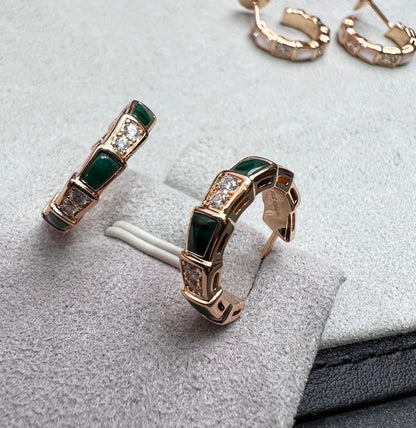[Together Jewelry]SERPENTI MALACHITE PINK GOLD EARRINGS