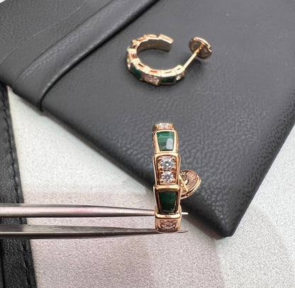 [Together Jewelry]SERPENTI MALACHITE PINK GOLD EARRINGS