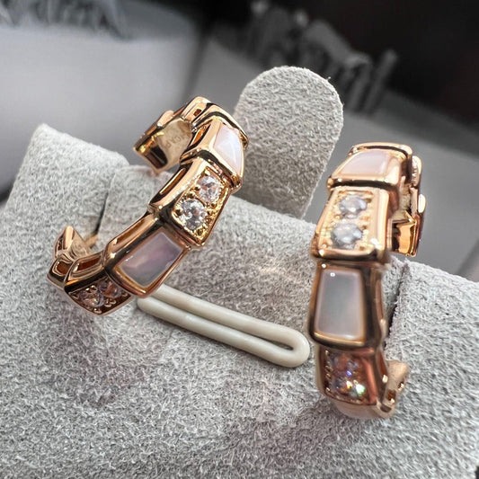 [Together Jewelry]SERPENTI MOP PINK GOLD EARRINGS