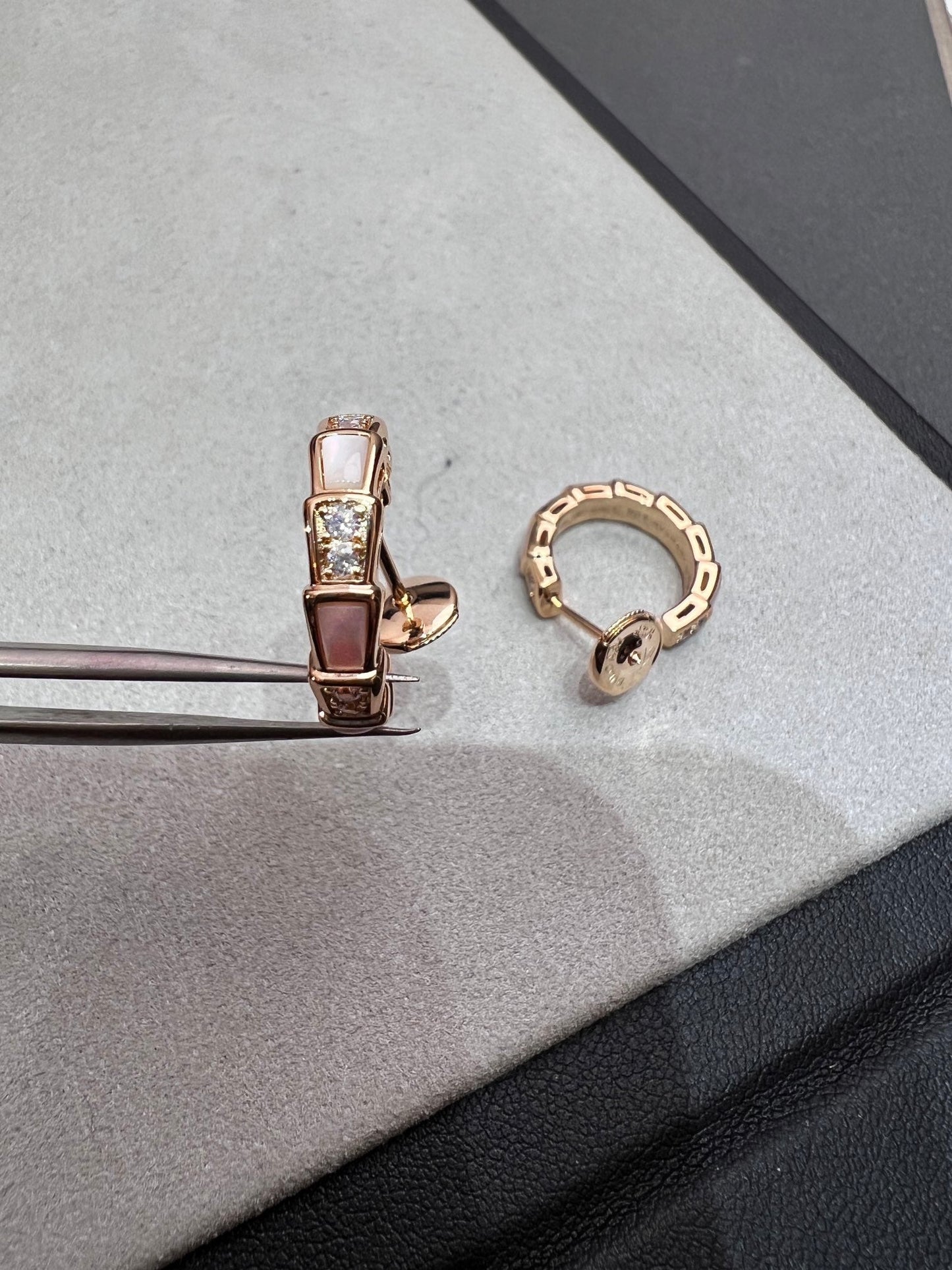 [Together Jewelry]SERPENTI MOP PINK GOLD EARRINGS