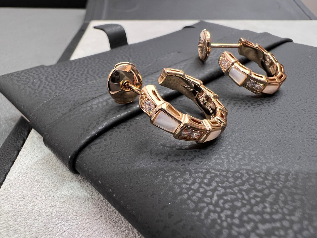 [Together Jewelry]SERPENTI MOP PINK GOLD EARRINGS