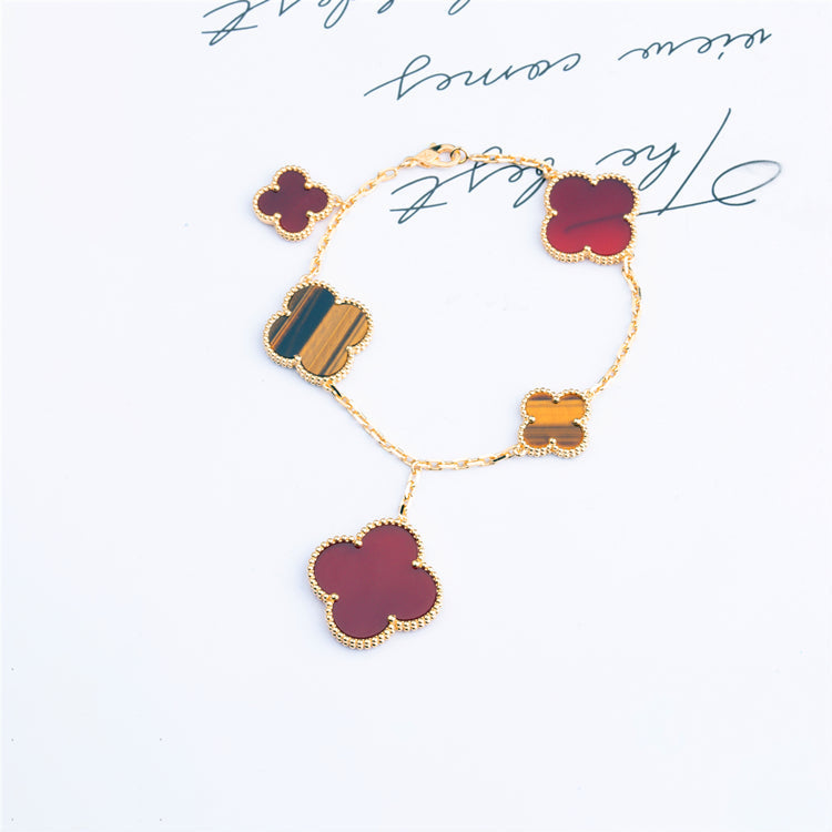 [Together]CLOVER BRACELET 5 MOTIFS CARNELIAN TIGER EYE