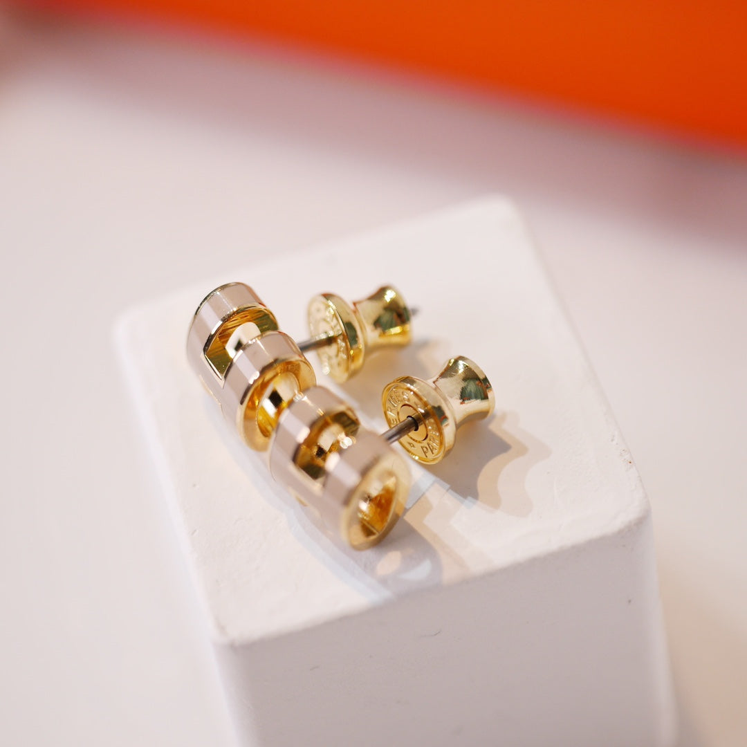 [Together Jewelry]MINI POP H GOLD EARRINGS GREY