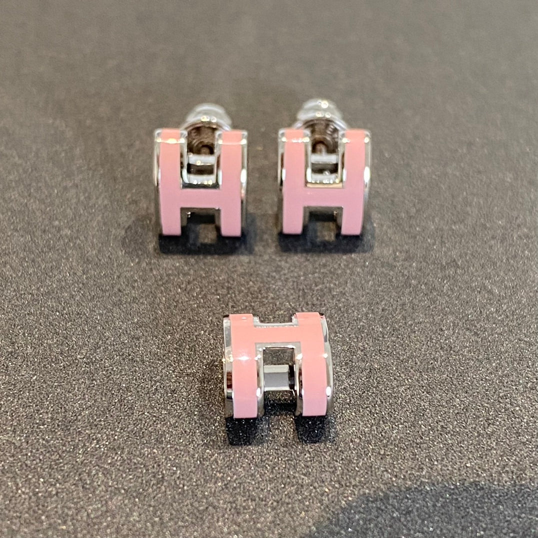 [Together Jewelry]MINI POP H SILVER EARRINGS PINK
