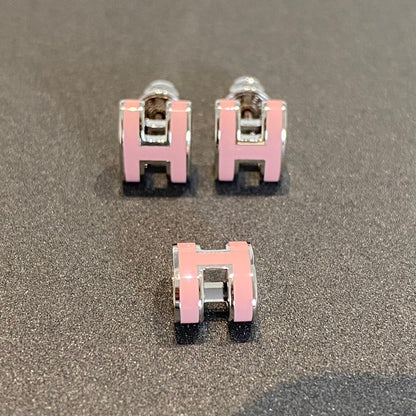 [Together Jewelry]MINI POP H SILVER EARRINGS PINK