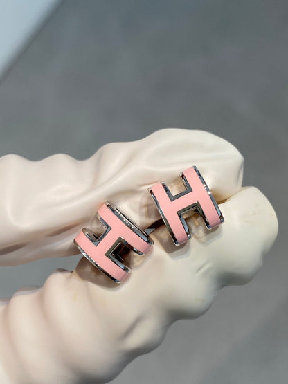 [Together Jewelry]MINI POP H SILVER EARRINGS PINK