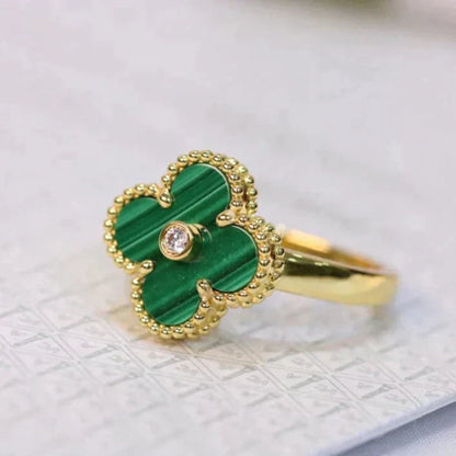 [Together]CLOVER MALACHITE RING GOLD DIAMOND