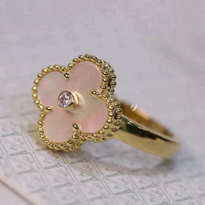 [Together]CLOVER PINK MOP RING GOLD DIAMOND