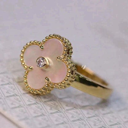 [Together]CLOVER PINK MOP RING GOLD DIAMOND