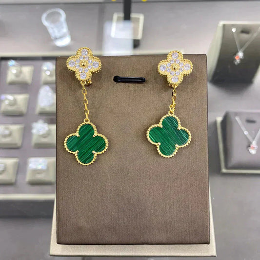 [Together]CLOVER  2 MOTIFS  DIAMOND  EARRINGS (MULTIPLE CHOICESç´