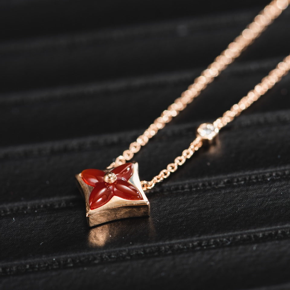 [Together Jewelry]STAR NECKLACE PINK GOLD 1 DIAMOND