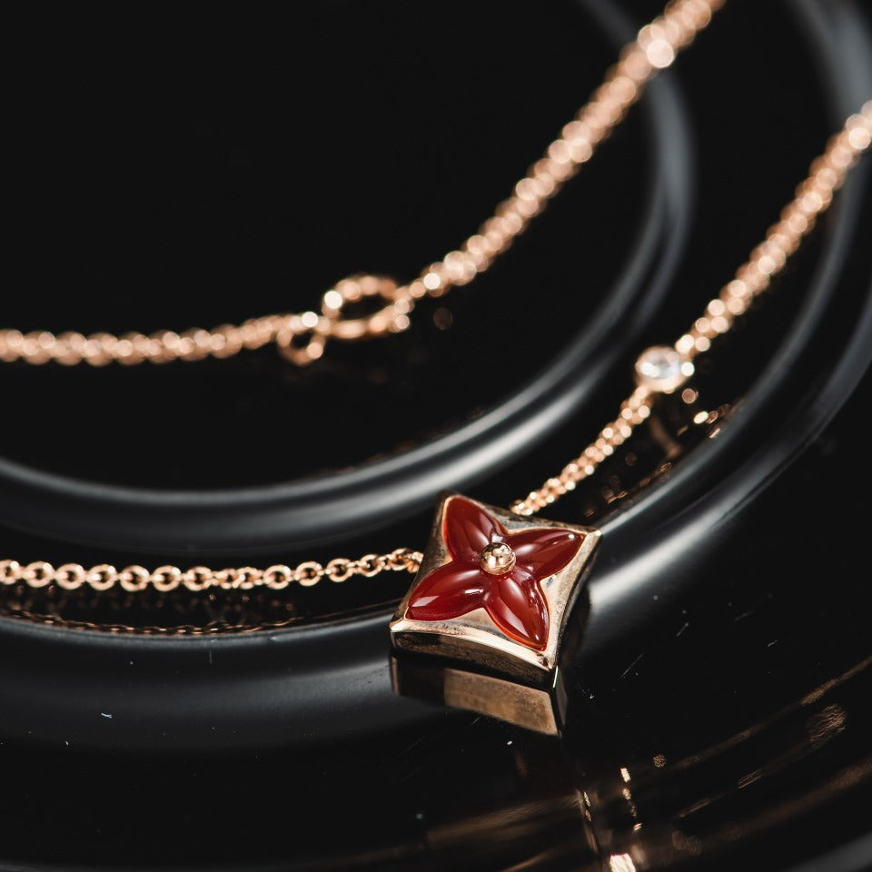 [Together Jewelry]STAR NECKLACE PINK GOLD 1 DIAMOND