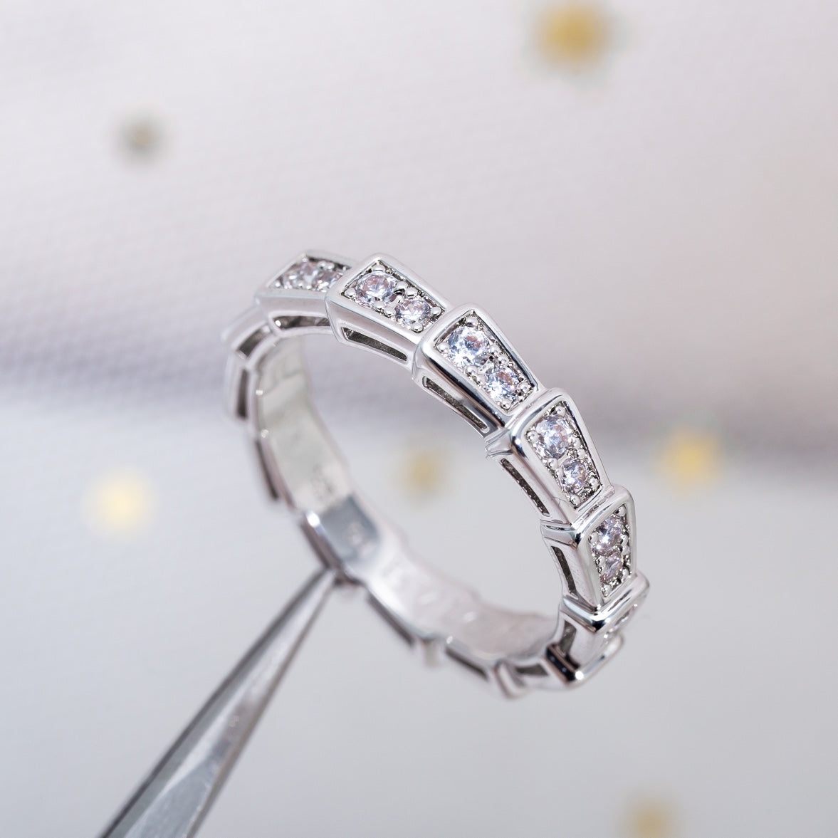[Together Jewelry]SERPENTI RING SILVER DIAMOND PAVED 3MM
