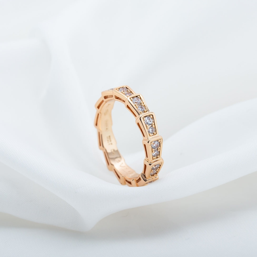 [Together Jewelry]SERPENTI RING PINK GOLD DIAMOND PAVED 3MM