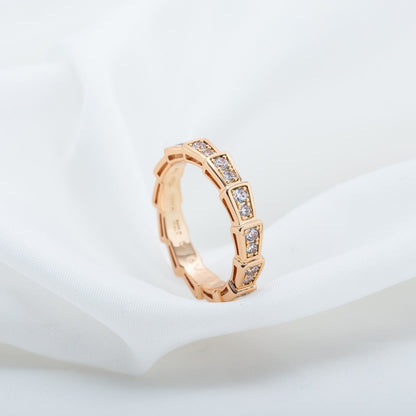 [Together Jewelry]SERPENTI RING PINK GOLD DIAMOND PAVED 3MM
