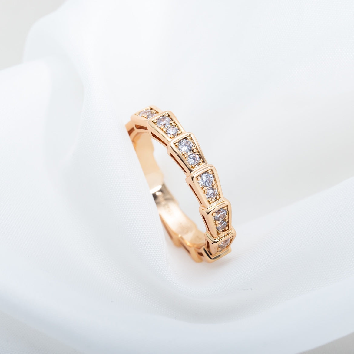 [Together Jewelry]SERPENTI RING PINK GOLD DIAMOND PAVED 3MM
