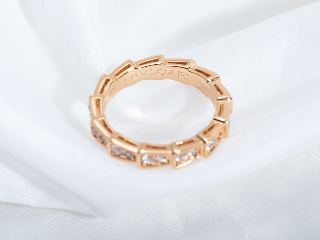 [Together Jewelry]SERPENTI RING PINK GOLD DIAMOND PAVED 3MM