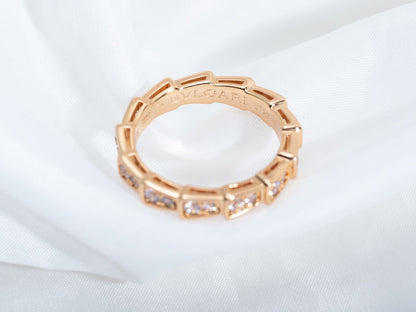 [Together Jewelry]SERPENTI RING PINK GOLD DIAMOND PAVED 3MM
