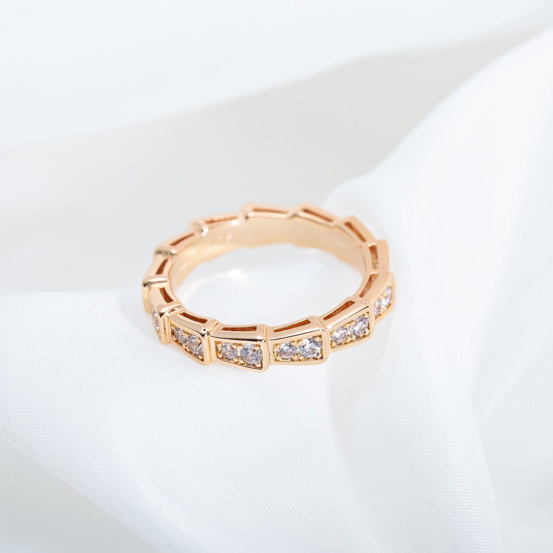 [Together Jewelry]SERPENTI RING PINK GOLD DIAMOND PAVED 3MM