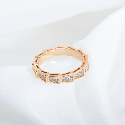 [Together Jewelry]SERPENTI RING PINK GOLD DIAMOND PAVED 3MM