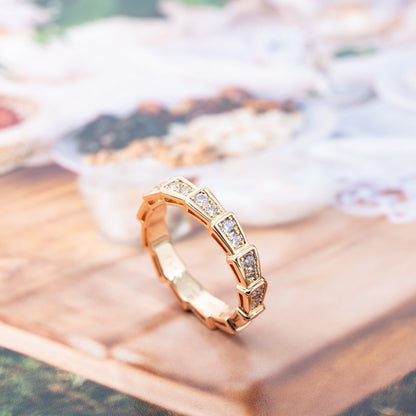 [Together Jewelry]SERPENTI RING PINK GOLD DIAMOND PAVED 3MM