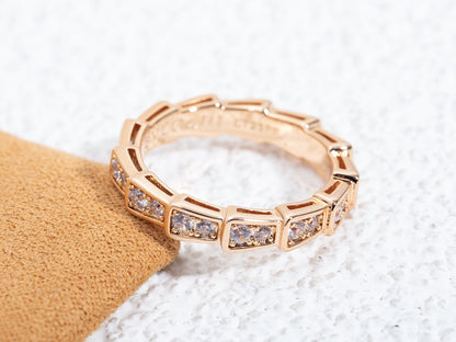 [Together Jewelry]SERPENTI RING PINK GOLD DIAMOND PAVED 3MM