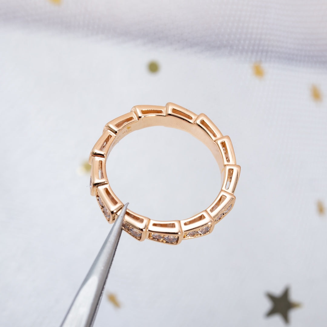 [Together Jewelry]SERPENTI RING PINK GOLD DIAMOND PAVED 3MM