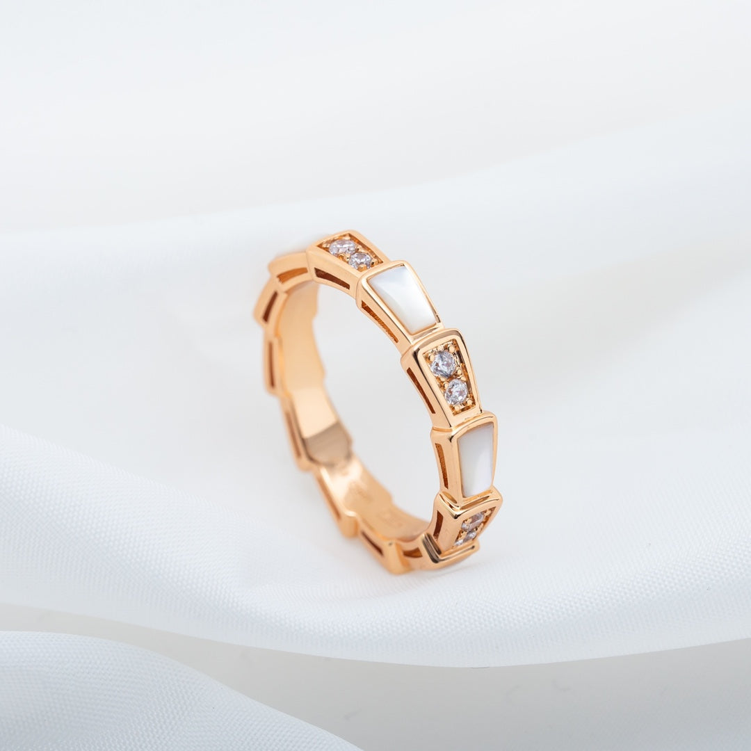 [Together Jewelry]SERPENTI RING PINK GOLD DIAMOND MOP 3MM