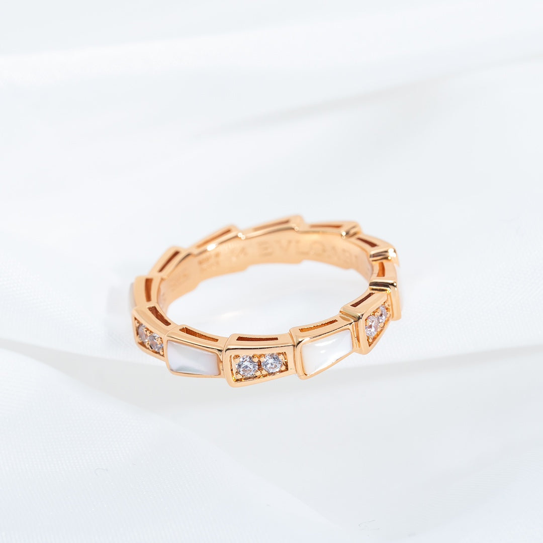 [Together Jewelry]SERPENTI RING PINK GOLD DIAMOND MOP 3MM
