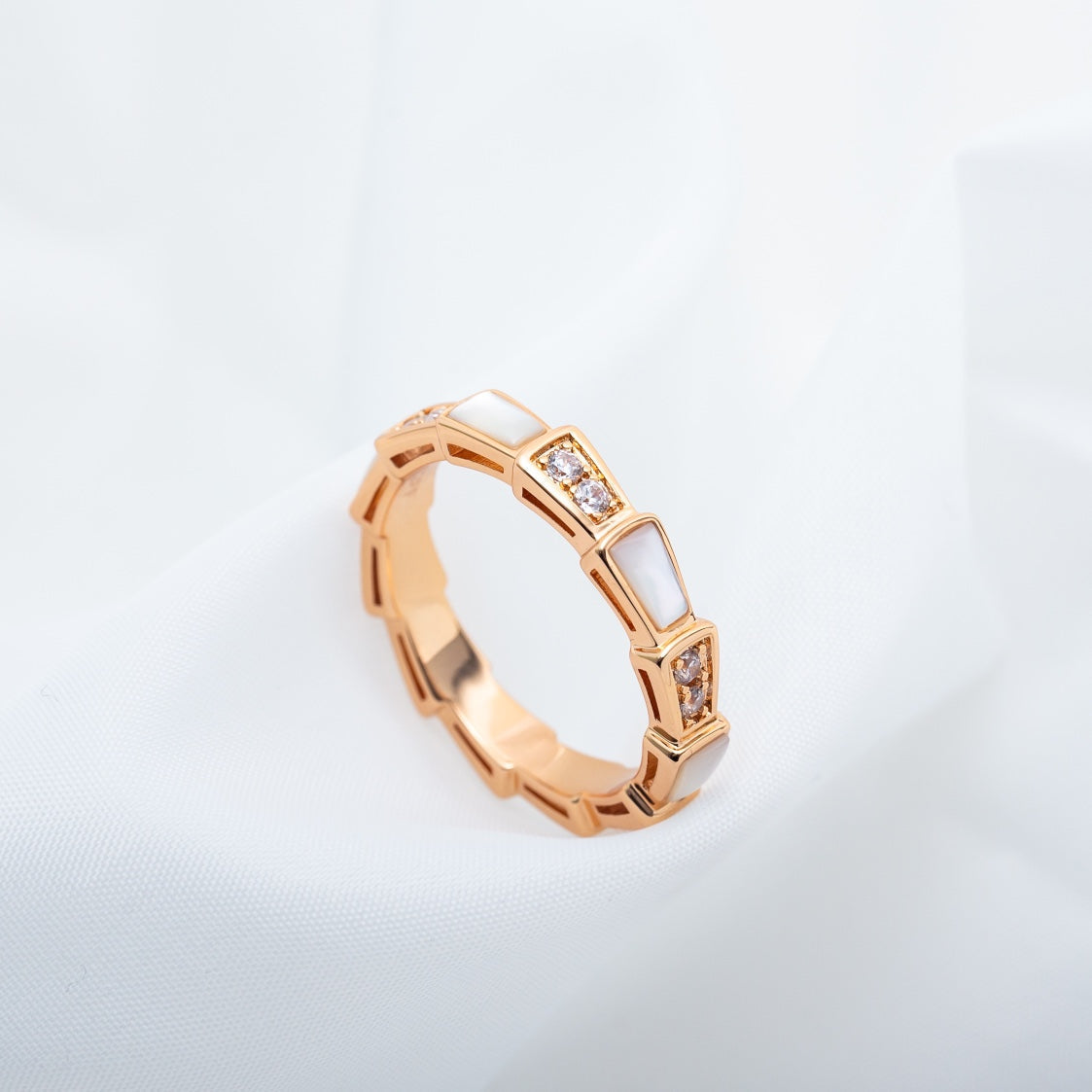 [Together Jewelry]SERPENTI RING PINK GOLD DIAMOND MOP 3MM