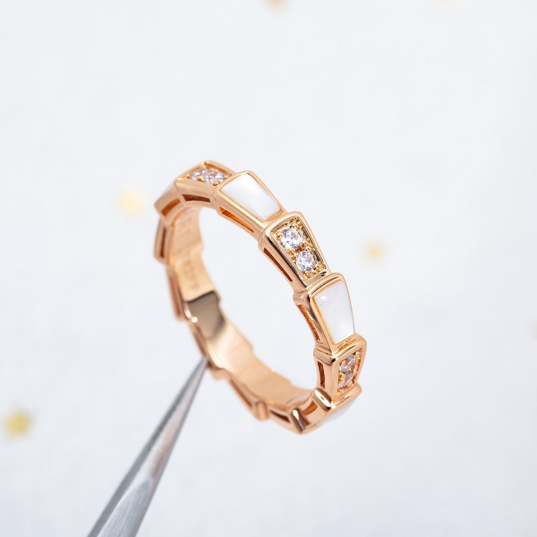 [Together Jewelry]SERPENTI RING PINK GOLD DIAMOND MOP 3MM