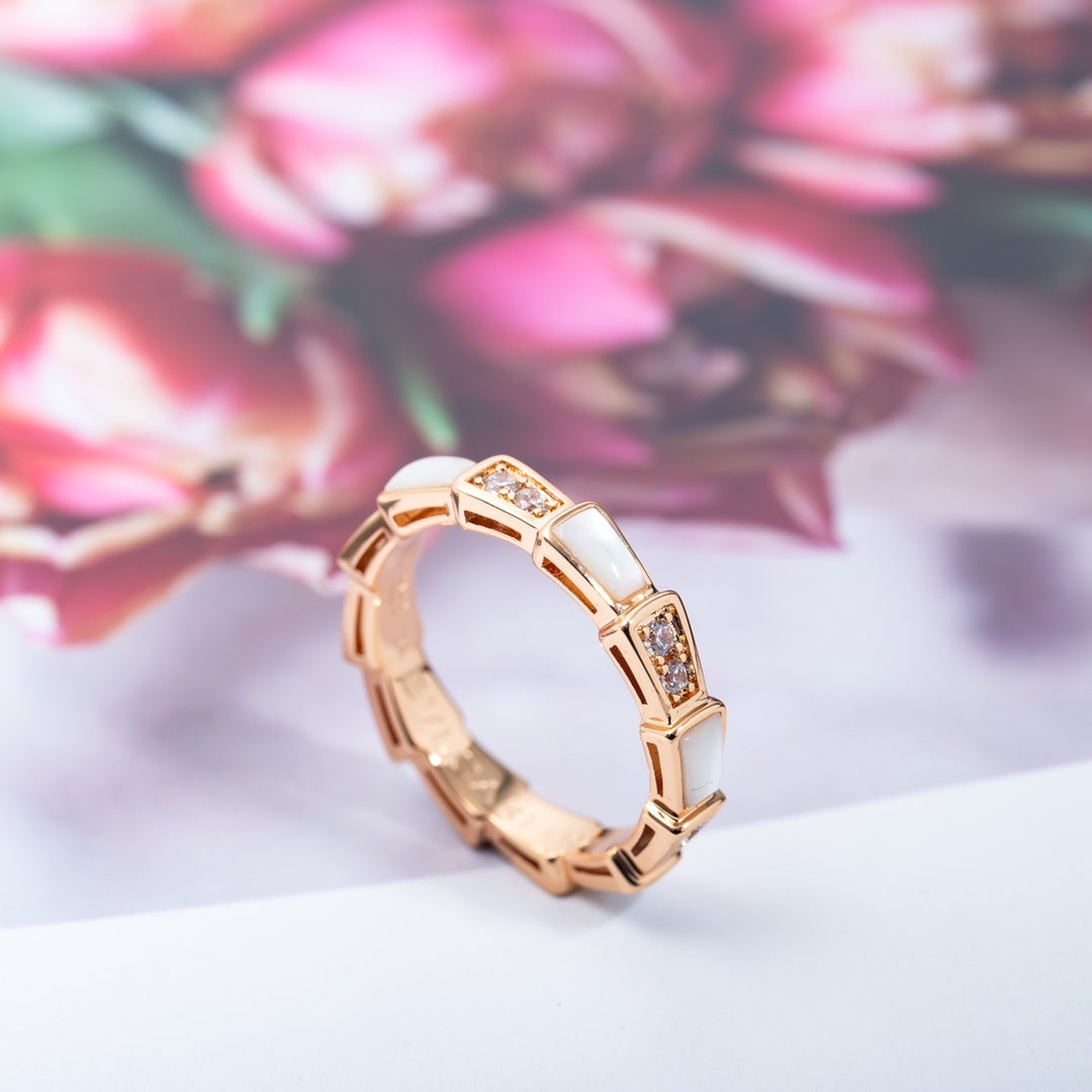 [Together Jewelry]SERPENTI RING PINK GOLD DIAMOND MOP 3MM