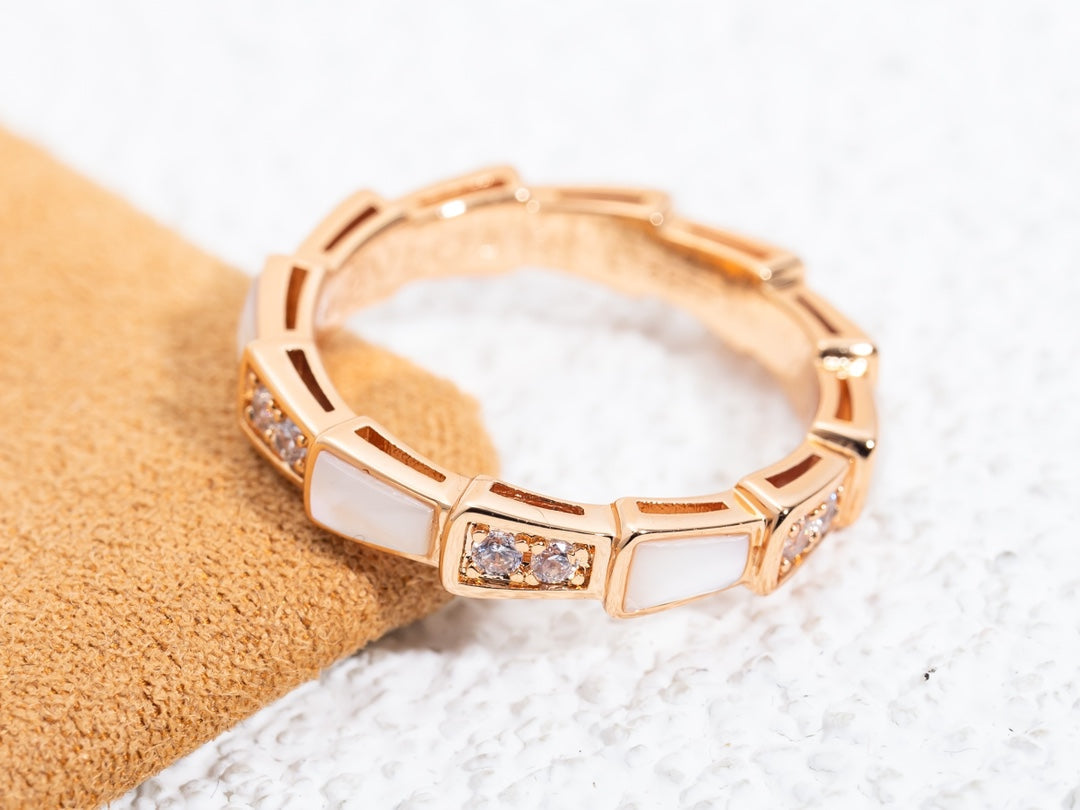 [Together Jewelry]SERPENTI RING PINK GOLD DIAMOND MOP 3MM