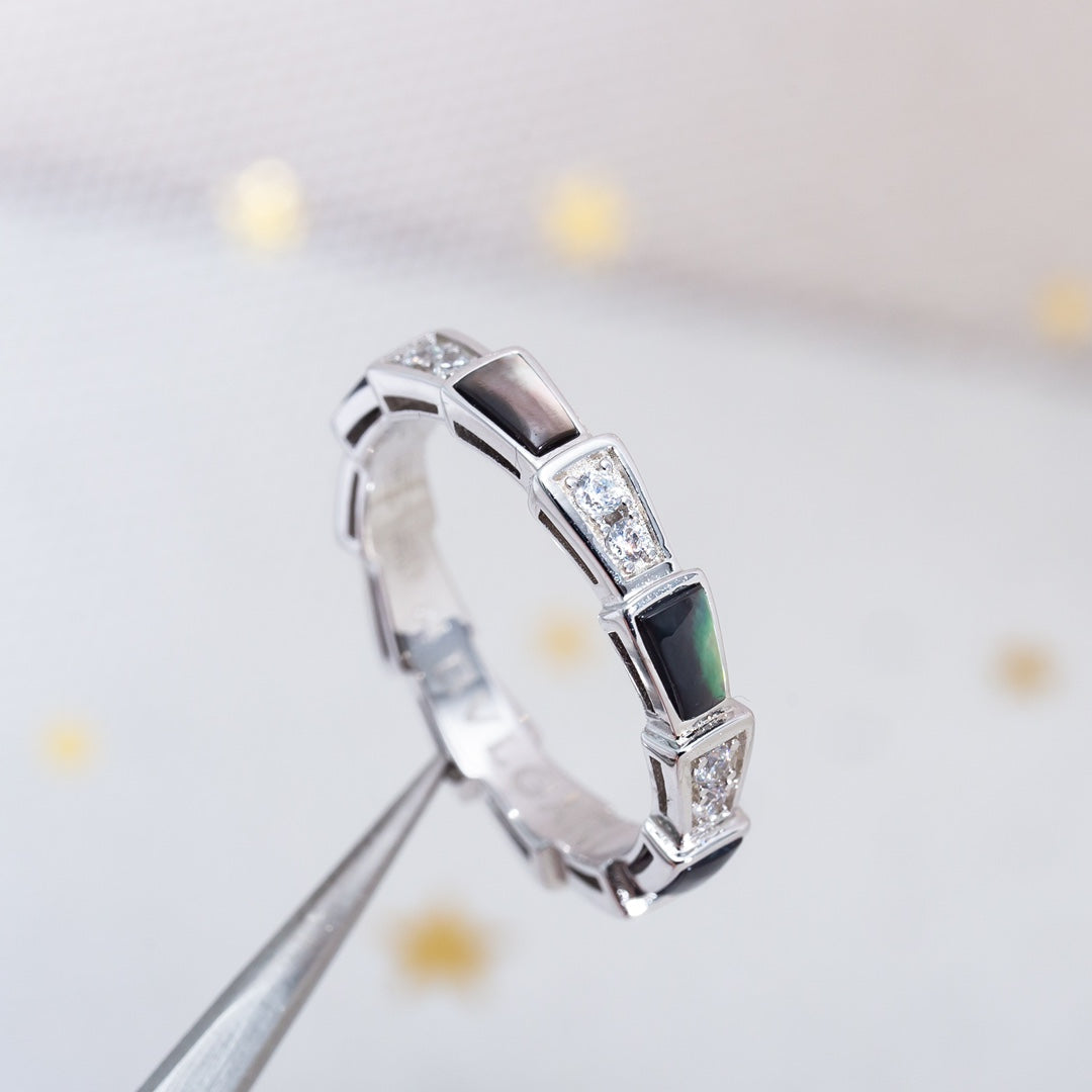 [Together Jewelry]SERPENTI RING SILVER  DIAMOND BLACK MOP 3MM