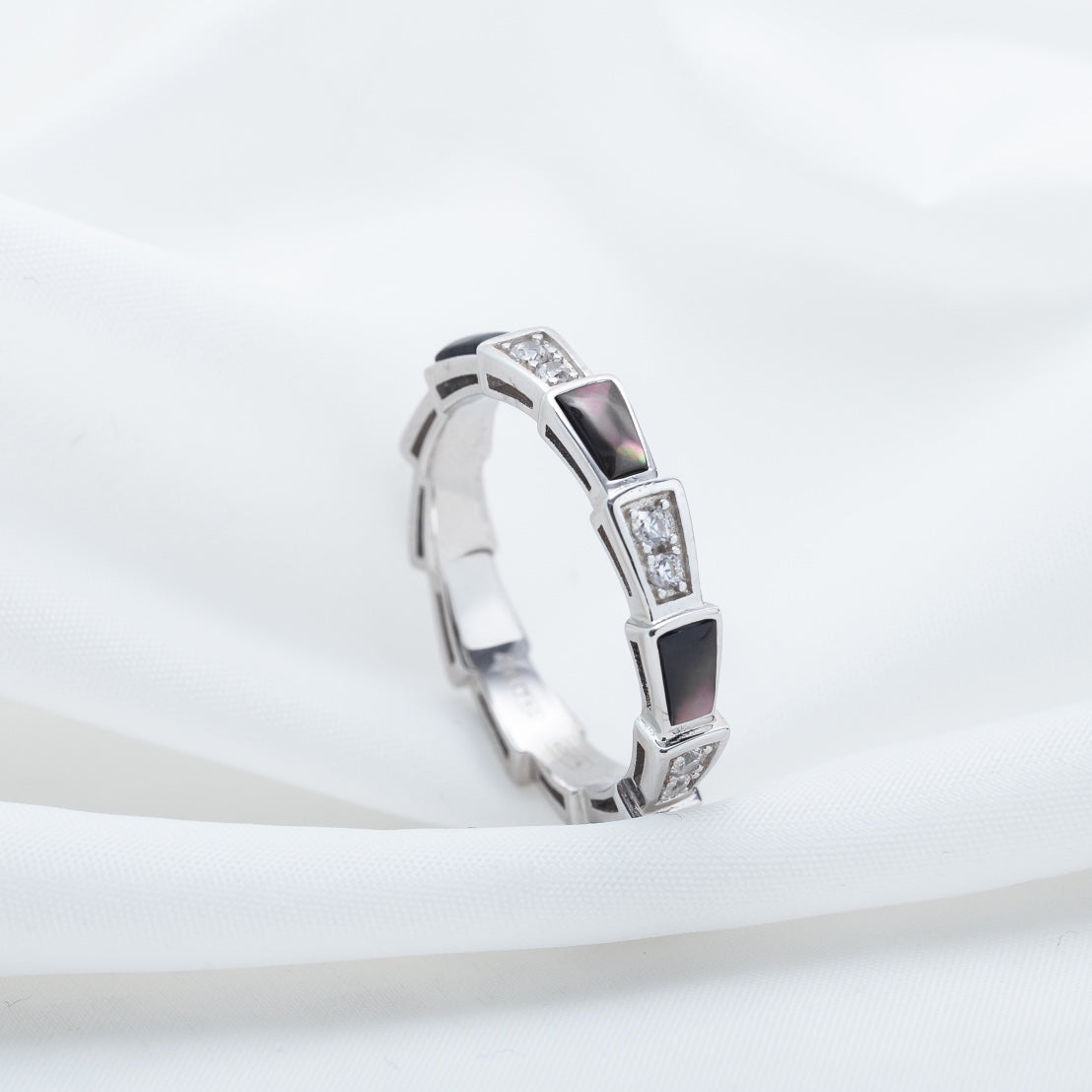 [Together Jewelry]SERPENTI RING SILVER  DIAMOND BLACK MOP 3MM