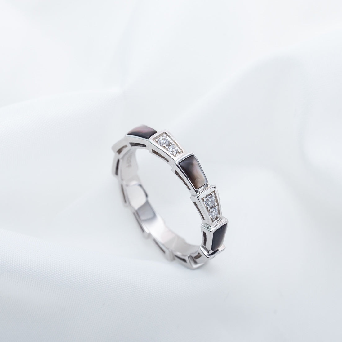[Together Jewelry]SERPENTI RING SILVER  DIAMOND BLACK MOP 3MM
