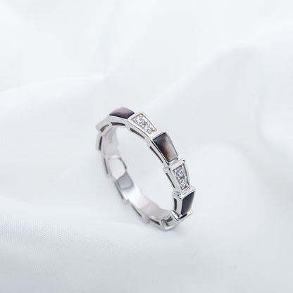 [Together Jewelry]SERPENTI RING SILVER  DIAMOND BLACK MOP 3MM