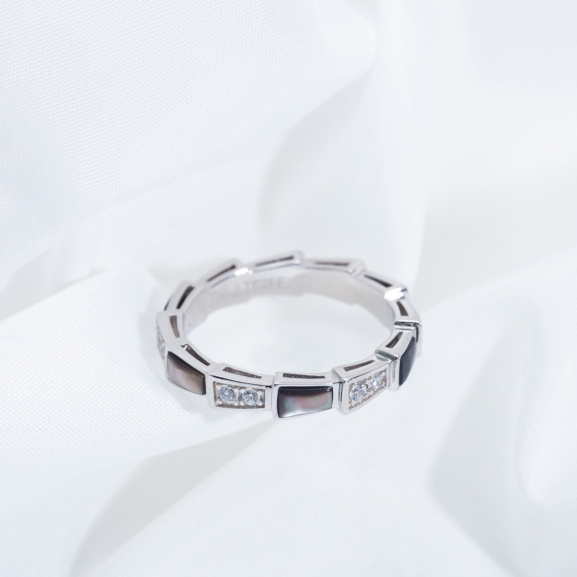 [Together Jewelry]SERPENTI RING SILVER  DIAMOND BLACK MOP 3MM