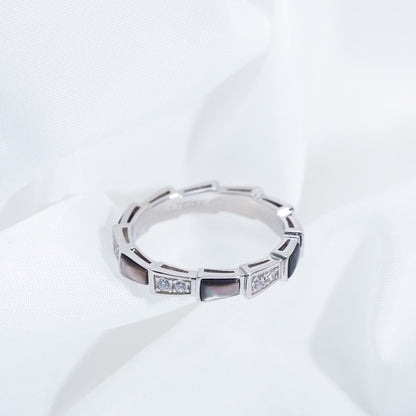 [Together Jewelry]SERPENTI RING SILVER  DIAMOND BLACK MOP 3MM