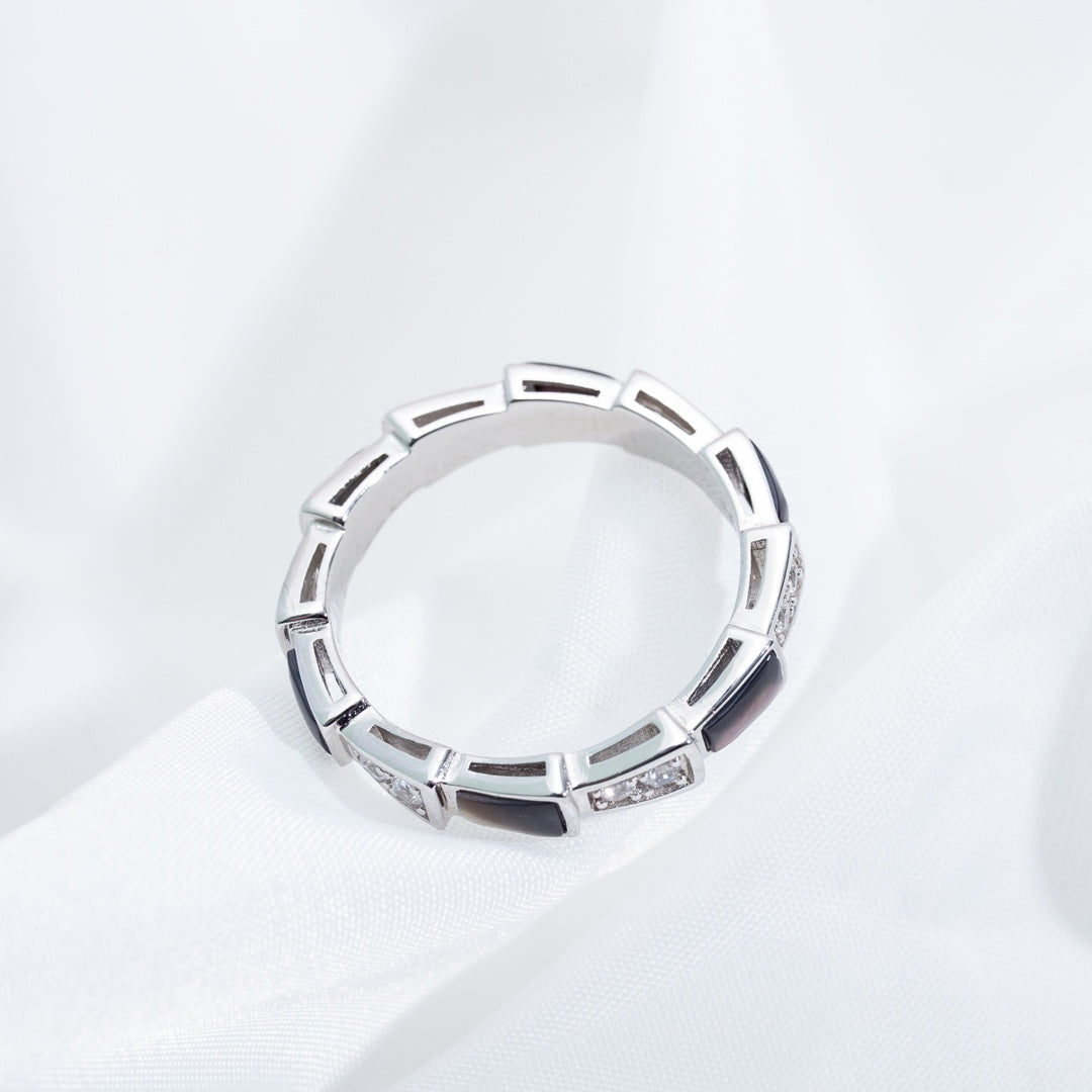 [Together Jewelry]SERPENTI RING SILVER  DIAMOND BLACK MOP 3MM