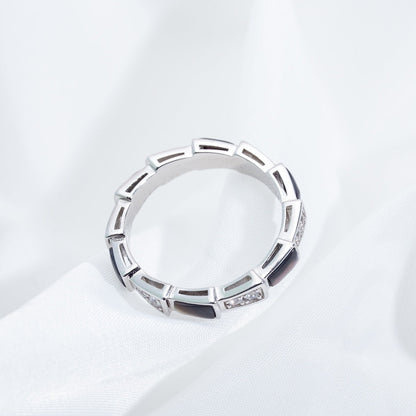 [Together Jewelry]SERPENTI RING SILVER  DIAMOND BLACK MOP 3MM
