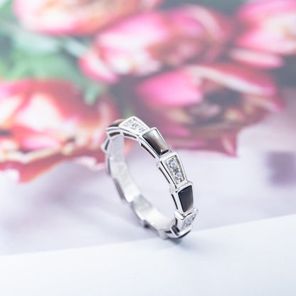 [Together Jewelry]SERPENTI RING SILVER  DIAMOND BLACK MOP 3MM