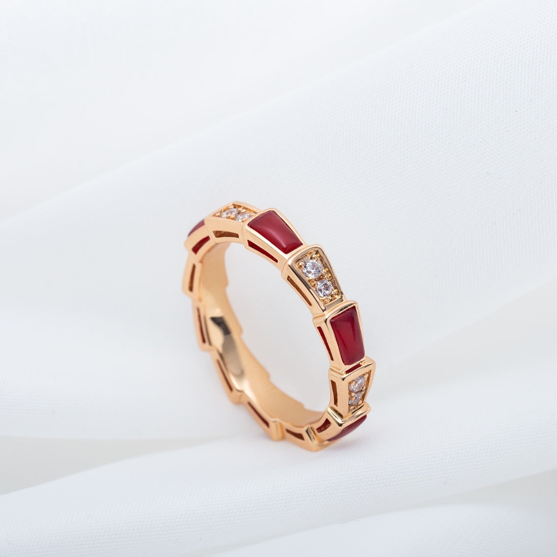 [Together Jewelry]SERPENTI RING PINK GOLD CARNELIAN DIAMOND 3MM