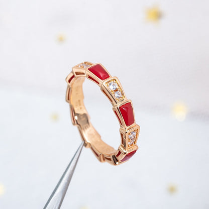 [Together Jewelry]SERPENTI RING PINK GOLD CARNELIAN DIAMOND 3MM
