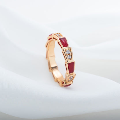[Together Jewelry]SERPENTI RING PINK GOLD CARNELIAN DIAMOND 3MM