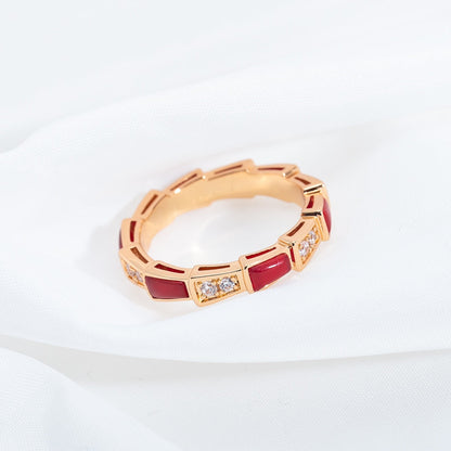 [Together Jewelry]SERPENTI RING PINK GOLD CARNELIAN DIAMOND 3MM