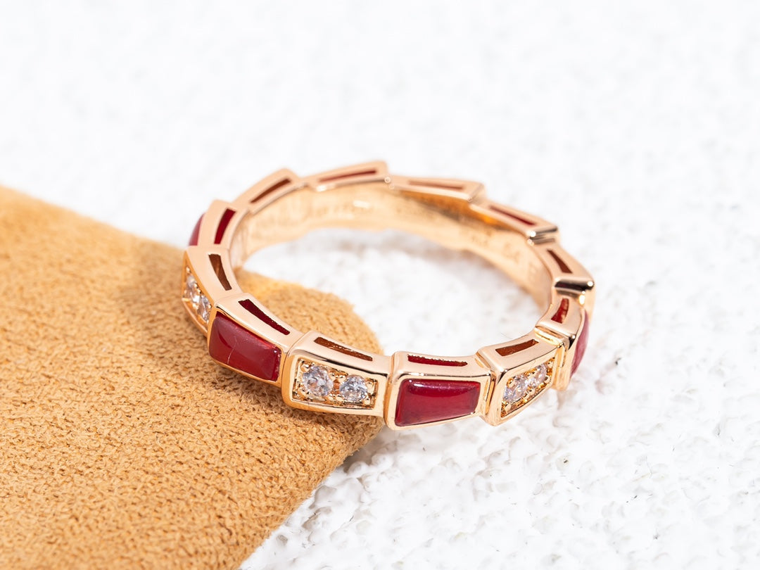 [Together Jewelry]SERPENTI RING PINK GOLD CARNELIAN DIAMOND 3MM