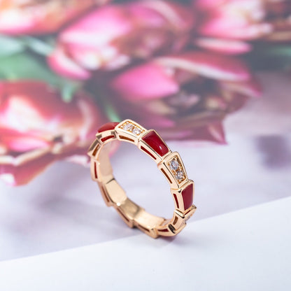 [Together Jewelry]SERPENTI RING PINK GOLD CARNELIAN DIAMOND 3MM
